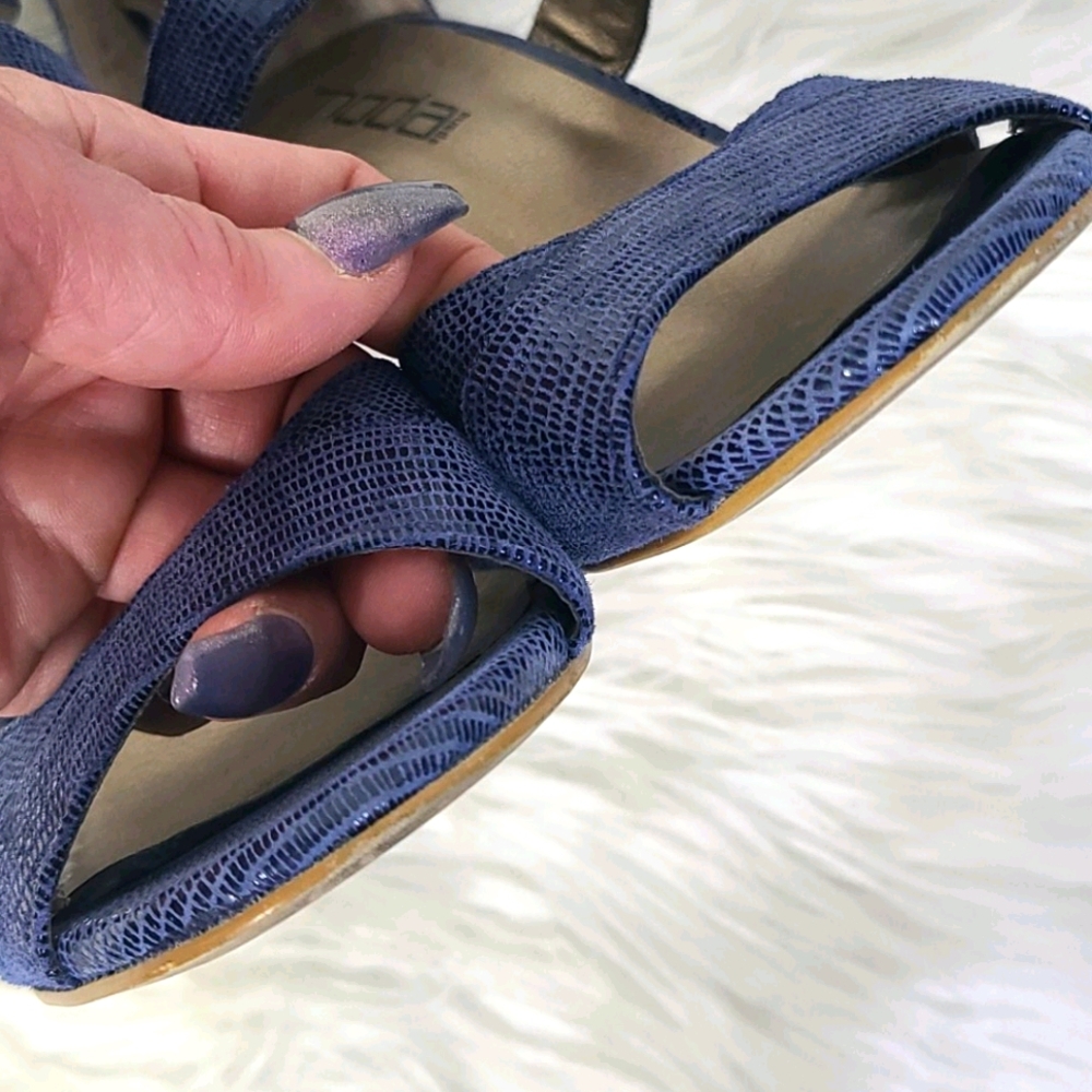 Moda Spana High Heel Sandals Shoes Size 9.5 Genuine Leather Denim Blue Summer - Picture 6 of 6